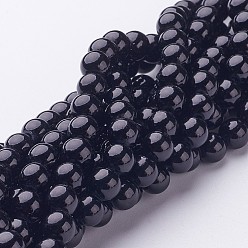 Черный Естественно Mashan нефрита круглые бусины нити, окрашенные, чёрные, 6 мм, отверстие : 1 мм, около 69 шт / нитка, 15.7 дюйм