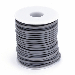 Gray Hollow Pipe PVC Tubular Synthetic Rubber Cord, Wrapped Around White Plastic Spool, Gray, 2mm, Hole: 1mm, about 54.68 yards(50m)/roll
