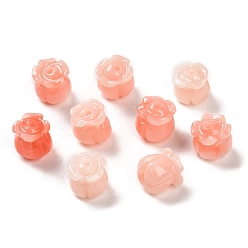 Salmon Synthetic Coral Dyed Beads, Flower, Salmon, 8~8.5x8.5mm, Hole: 1.5mm