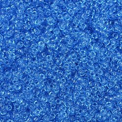 (RR148D) Transparent Dark Aqua Миюки круглые бусины рокайль, японский бисер, (rr 148 d) прозрачный темно-синий, 11/0, 2x1.3 мм, Отверстие: 0.8 мм, о 1100 шт / бутылка, 10 г / бутылка
