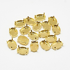 Golden 201 Stainless Steel Sew on Prong Settings, Claw Settings for Pointed Back Rhinestone, Oval, Golden, Tray: 16.5x11.5mm, 17x12x6mm, Hole: 1mm