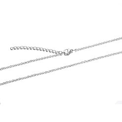 Нержавеющая Сталь Цвет 304 ожерелье из цепочки из нержавеющей стали, с карабин-лобстерами , цвет нержавеющей стали, 19.6 дюйм (50 см), 1.6 мм