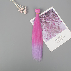 Rose Foncé Cheveux longs et raides de coiffure de poupée de fibre à haute température, pour bricolage fille bjd making accessoires, rose foncé, 25~30 cm