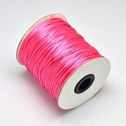 Fuchsia Nylon Cord, Satin Rattail Cord, for Beading Jewelry Making, Chinese Knotting, Fuchsia, 2mm, about 50yards/roll(150 feet/roll)