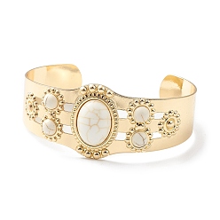 Белый Овальный браслет-манжета из бисера из полимера, украшения из светлого золота и железа для женщин, белые, внутренний диаметр: 2x2-5/8 дюйм (5x6.55 см)