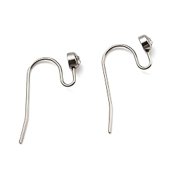Stainless Steel Color 304 Stainless Steel Earring Hooks, with Rhinestone, Crystal, Stainless Steel Color, 21x17x4mm, 21 Gauge, Pin: 0.7mm