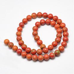 Naranja Perlas naturales howlite, teñido, rondo, naranja, 8 mm, agujero: 1 mm, sobre 47 unidades / cadena, 15.5 pulgada
