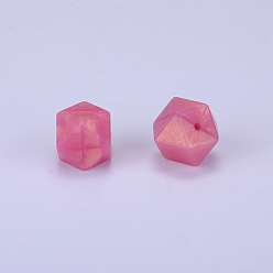 Rouge Violet Pâle Perles de silicone hexagonales, perles à mâcher pour les jouets de dentition, Diy soins infirmiers colliers faisant, rouge violet pâle, 23x17.5x23mm, Trou: 2.5mm