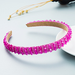 Pourpre Serre-tête en perles de verre bling bling, accessoires de cheveux de fête pour femmes filles, fuchsia, 12mm