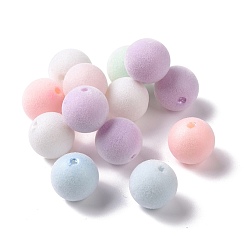 Couleur Mélangete Perles en plastique abs flocky, ronde, couleur mixte, 16mm, Trou: 2mm