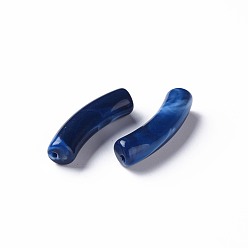Prussian Blue Two Tone Acrylic Beads, Imitation Gemstone, Curved Tube, Prussian Blue, 31x9.5x7.5mm, Hole: 1.8mm, about 345pcs/500g