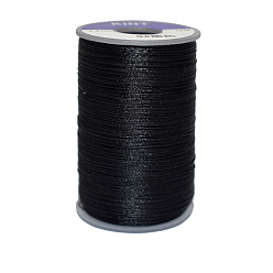 Черный Вощеный шнур полиэстера, 3 -ply, чёрные, 0.45 мм, около 59.05 ярдов (54 м) / рулон