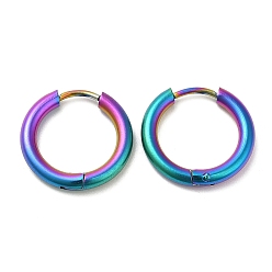 Rainbow Color Серьги-кольца из титанового сплава с ионным покрытием (ip) для женщин, Радуга цветов, 10 датчик, 17x2.5 мм