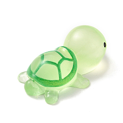 Verde Claro Cabujones de animales marinos de resina translúcida luminosa, pequeña tortuga, verde claro, 23x13x8.5 mm