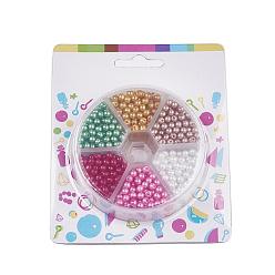 Couleur Mélangete Perles de verre de billes, nacré, ronde, couleur mixte, 4mm, trou: 1 mm, environ 650 / boîte