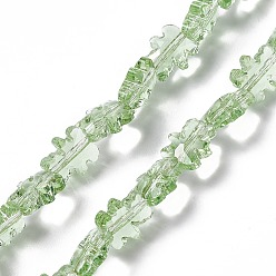 Vert Clair Transparentes perles de verre de galvanoplastie brins, facette, ours, vert clair, 8.5x9.5x4mm, Trou: 1mm, Environ 80 pcs/chapelet, 25.20 pouce (64 cm)