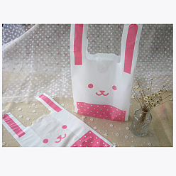 Белый Каваи кролик пластиковые мешки с конфетами, сумки для кроликов, подарочные пакеты, две стороны печатных, белые, 18x10x35 см, 50 шт / мешок