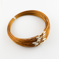 Chocolate Steel Wire Bracelet Cord DIY Jewelry Making, with Brass Screw Clasp, Chocolate, 225x1mm