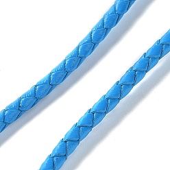Deep Sky Blue Braided Leather Cord, Deep Sky Blue, 3mm, 50yards/bundle