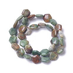 Green Opal Natural Green Opal Beads Strands, Hexagon, 12~12.5x12.5~13x4.5~5.5mm, Hole: 0.8mm, about 33pcs/strand, 15.5~15.7 inch(39.5~40cm)