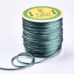 Verdemar Oscuro Hilo de nylon, cordón de satén de cola de rata, verde mar oscuro, 1.5 mm, aproximadamente 49.21 yardas (45 m) / rollo