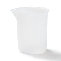 Blanco Taza medidora de silicona, herramientas de molde de artesanía de epoxi diy, blanco, 6.7x5.6x6.9 cm, capacidad: 100 ml (3.38 fl. oz)