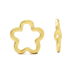 Matte Gold Color Rack Plating Alloy Bead Frame, Long-Lasting Plated, Lead Free & Cadmium Free, Flower, Matte Gold Color, 15x3mm, Hole: 1.4mm, Inner Diameter: 6mm