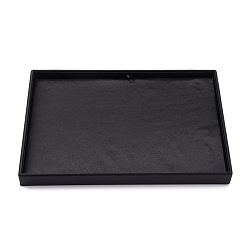 Black Wooden Jewelry Presentation Boxes, Covered with Cloth, Black, 29x19x3cm