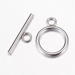 Stainless Steel Color 304 Stainless Steel Toggle Clasps, Stainless Steel Color, Ring: 20.5x15.5x2mm, Hole: 3mm, Bar: 23x7mm