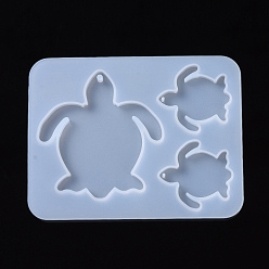 White Turtle Pendant Silicone Molds, Resin Casting Molds, For UV Resin, Epoxy Resin Jewelry Making, White, 85x110.5x5.5mm, Turtle: 66.5x64.5mm and 36.5x35.5mm