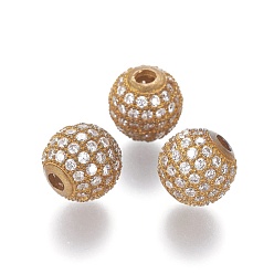 Brut (Non-plaqué) Micro en laiton pavent des perles cubes de zircone, sans nickel, ronde, brut (non plaqué), 6mm, Trou: 1.5mm