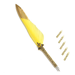 Желтый Перо, с наконечником ручки из сплава и сменными наконечниками, на день учителя, желтые, 285x45 мм
