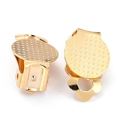 Golden 304 Stainless Steel Clip-on Earring Findings, with Round Flat Pad, Golden, 16x10x7mm, Hole: 3mm