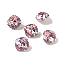 Perlas de Color Rosa Cabochons de circonio cúbico, puntiagudo espalda y dorso plateado, plaza, rosa perla, 8x8x4 mm