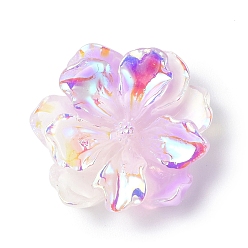 Plum Luminous Resin Cabochons, AB Color, Glow in the Dark Flower, Plum, 23.5x8mm