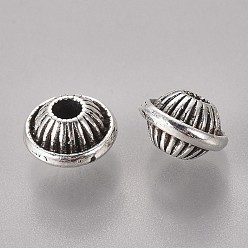 Antique Silver Tibetan Style Alloy Spacer Beads, Cadmium Free & Nickel Free & Lead Free, Bicone, Antique Silver, 7x5mm, Hole: 1.5mm