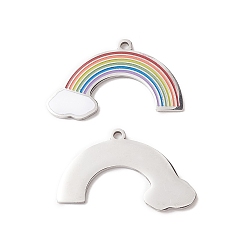 Colorful 304 Stainless Steel Enamel Pendants, Lead Free & Cadmium Free, Rainbow, Pride Theme, Colorful, 20x35x2mm, Hole: 2mm