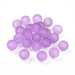 Medium Orchid Transparent Acrylic Beads, Rubberized Style, Frosted, Round, Medium Orchid, 16x15mm, Hole: 2.8mm