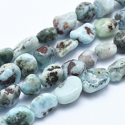 Larimar Natural Larimar Bead Strands, Tumbled Stone, Nuggets, 5~8mm, Hole: 0.8mm, about 45~47pcs/strand, 15.7 inch(40cm)