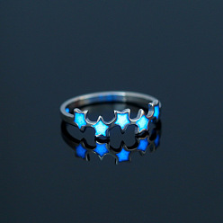 Color de Acero Inoxidable Luminoso 304 anillo de estrella de acero inoxidable, joyas que brillan en la oscuridad para mujer, color acero inoxidable, tamaño de EE. UU. 7 3/4 (17.9 mm)