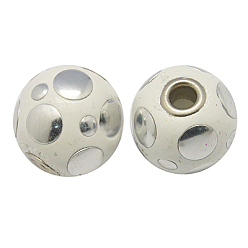 White Handmade Indonesia Beads, with Brass Core, Round, White, 14mm, hole:3.8mm