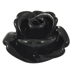 Black Resin Cabochons, Flower, Black, 10x6.5mm