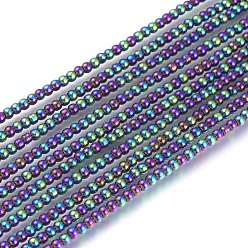 Multi-color Plateada Abalorios de vidrio electrochapa, rondo, lleno chapado, multi-color de chapado, 2 mm, agujero: 0.6 mm, sobre 180 unidades / cadena, 14.17 pulgada (36 cm)