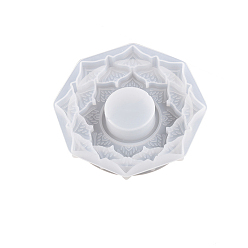 Flower DIY Silicone Candle Holders Molds, Resin Casting Molds, Lotus, Flower, 106x106x23mm, Candle Tray: 40mm