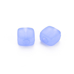 Medium Slate Blue Imitation Jelly Acrylic Beads, Square, Medium Slate Blue, 8x8x5.5mm, Hole: 2.5mm, about 1800pcs/500g