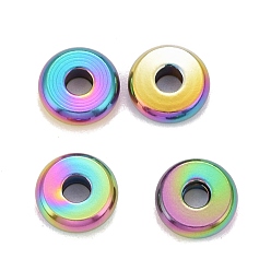 Couleur Mélangete Placage ionique (ip) couleur arc-en-ciel 304 perles d'espacement en acier inoxydable, donut, couleur mixte, 8x2.5mm, Trou: 3mm