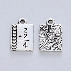 Antique Silver Tibetan Style Alloy Pendants for Teachers' Day, Cadmium Free & Lead Free, Notebook, Antique Silver, 17x10.5x1.5mm, Hole: 1.8mm, about 416pcs/500g