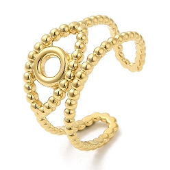 Настоящее золото 14K 304 полое кольцо-манжета из нержавеющей стали с открытым сглазом для женщин, реальный 14 k позолоченный, внутренний диаметр: 19 мм