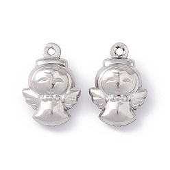 Stainless Steel Color 304 Stainless Steel Charms, Angel, Stainless Steel Color, 14.5x10x5.5mm, Hole: 1mm