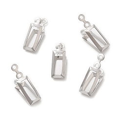 Stainless Steel Color 316 Stainless Steel Pendant Cabochon Settings, Open Back Settings, Rectangle, Stainless Steel Color, Tray: 6x2mm, 12x3.5mm, Hole: 0.9mm
